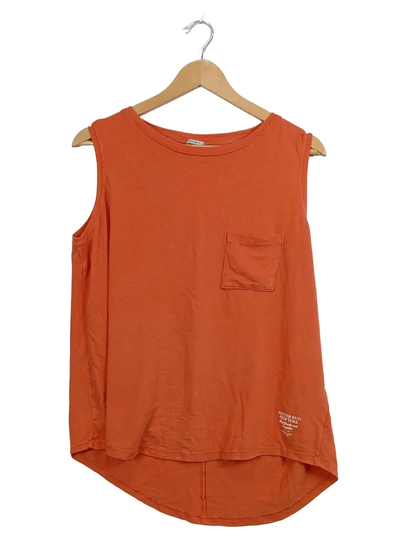 Better Rich Damen Top Leinen Ärmellos Casual Orange Gr. L 1