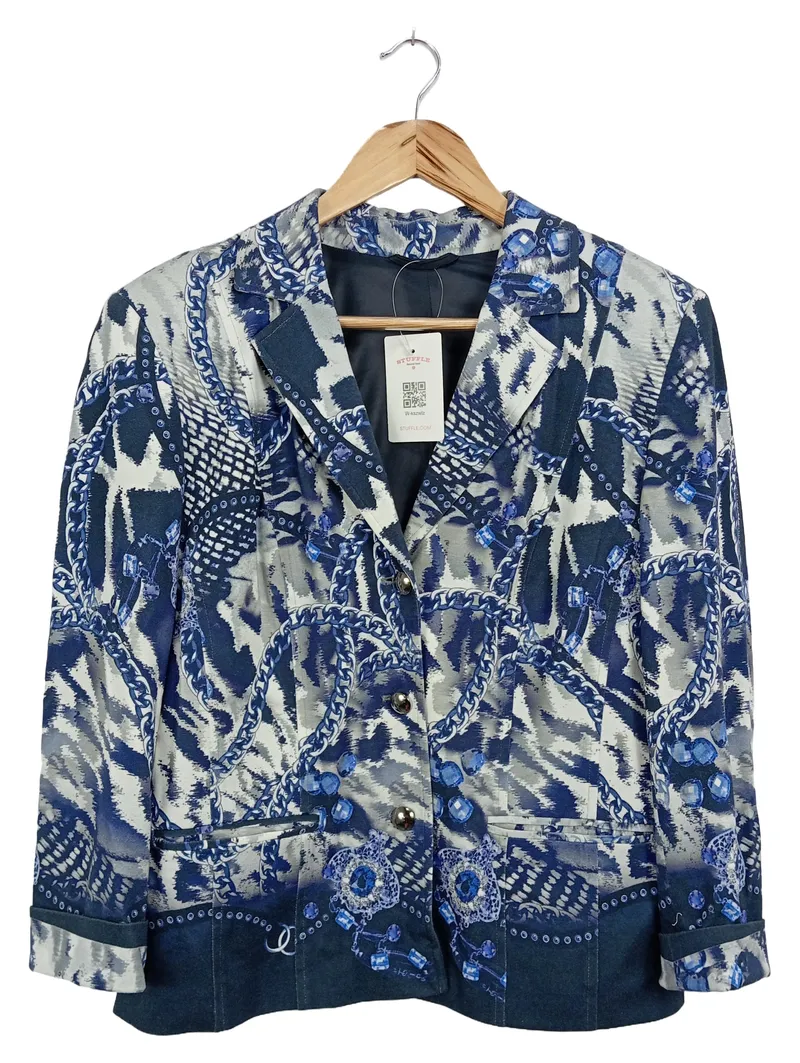 ATELIER GOLDNER SCHNITT Damen Blazer 36/S Blau Grafisch Elegant 1
