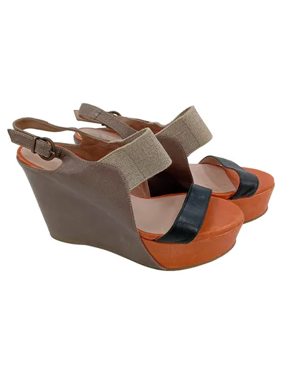 PACO GIL Plateausandalen Damen Gr. 38 Mehrfarbig Elegant Strickmuster 11cm