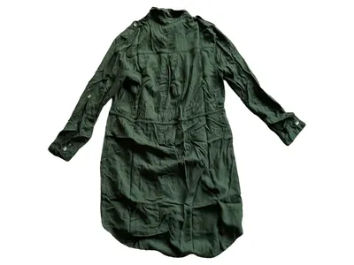 Springfield Damen Hemdblusenkleid Gr. 38/M Oliv Viskose Casual