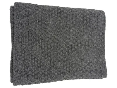 COS Herren Schal Grau 100% Lammwolle Strick Minimalistisch 103cm