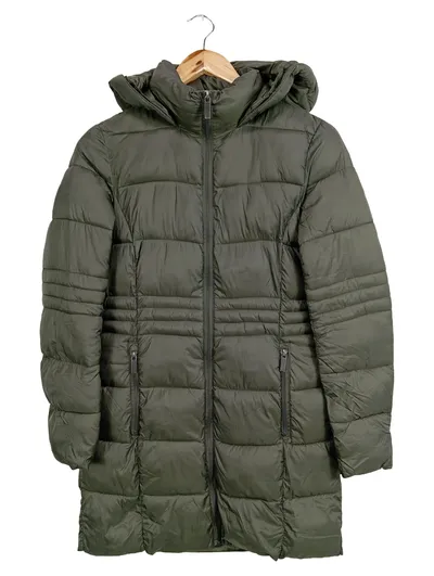 French Connection Steppjacke Damen XS Oliv Kapuze Winterjacke Puffer