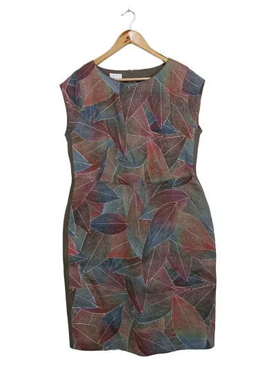 Escada Sport Businesskleid Damen Gr. 44 Blätter-Print Modal Elegant
