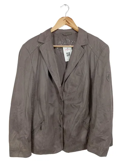 BARBARA LEBEK Damen Leichte Jacke Gr. 46/L Grau Klassisch Elegant Polyester