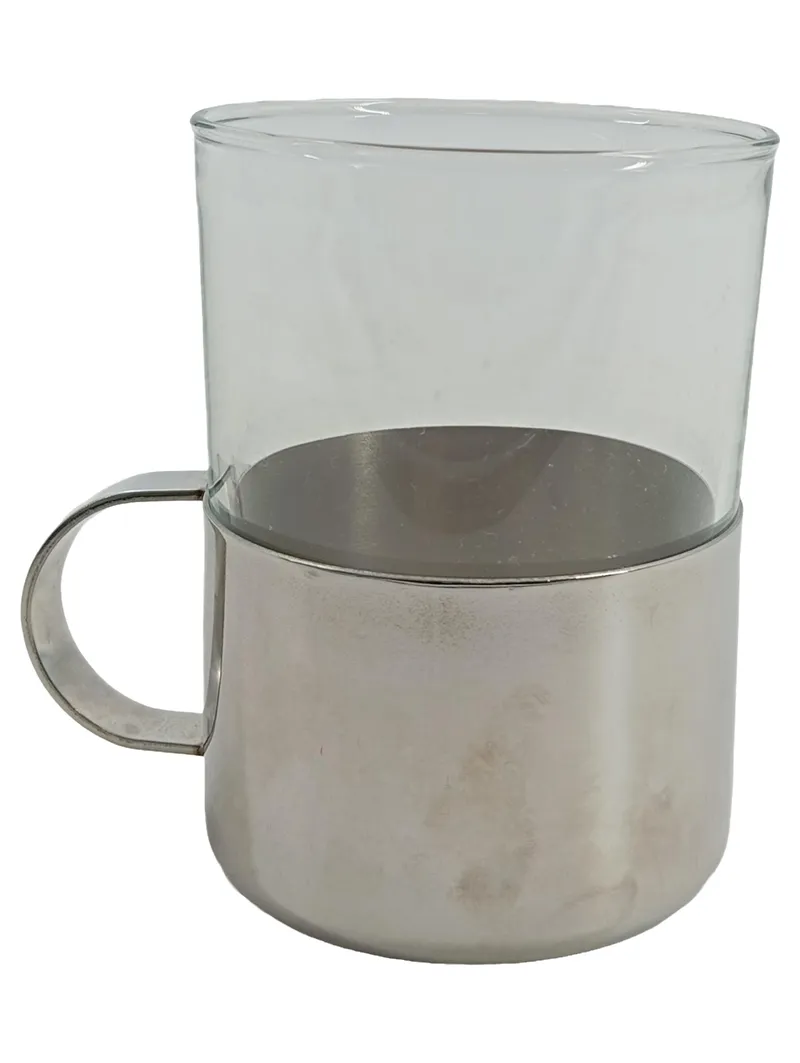 Duralex Teeglas Kaffeebecher mit Edelstahl Halter 250ml Modern 1