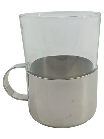 Duralex Teeglas mit Edelstahl Halter 250ml Modern Transparent
