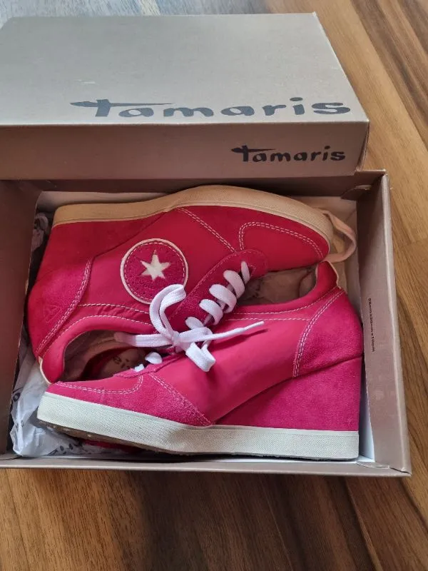 Tamaris Wedge Sneaker Damen Gr. 38 Pink Keilabsatz Turnschuhe 3