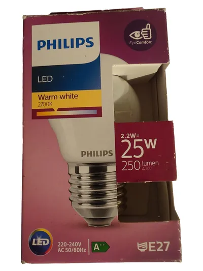 PHILIPS LED Leuchtmittel E27 2.2W 250lm 2700K Warmweiß Ersatz 25W