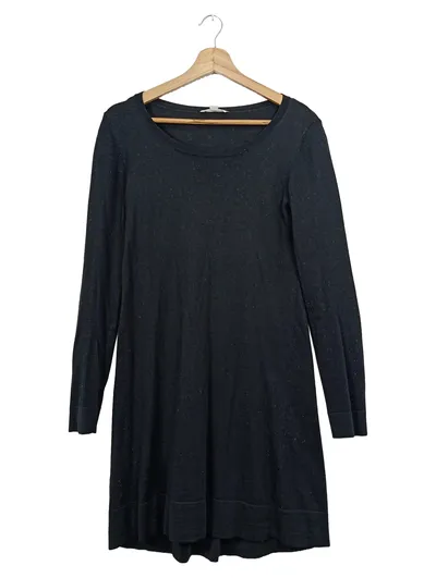 Esprit Strickkleid Damen Gr. M Schwarz Meliert Langarm A-Linie