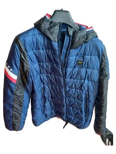 Blauer Herren Steppjacke Winterjacke mit Kapuze Blau Gr. L