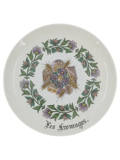 GIEN FRANCE Sammelteller Les Fromages Käse Blumen Weiß 19cm Vintage Teller