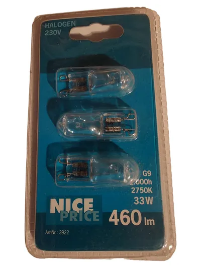 TIP G9 33W Halogenlampe 230V 3er Set Leuchtmittel Oval Transparent