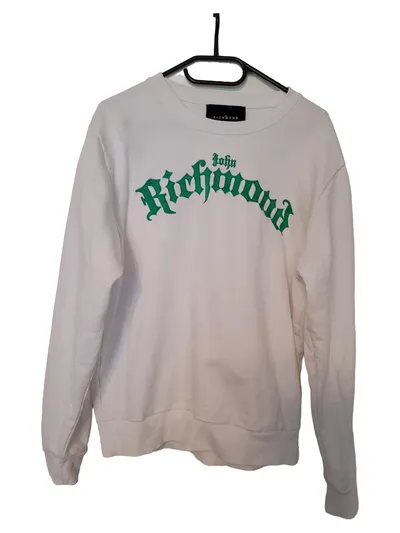 John Richmond Damen Sweatshirt Gr. 40/L Weiß Casual Logo-Print