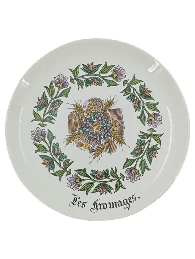 GIEN Sammelteller Les Fromages Käse Blumen Vintage Klassisch Weiß 19cm