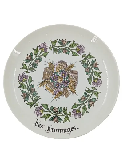 GIEN Servierteller Vintage Mehrfarbig Blumen Käse Motiv Porzellan 19cm