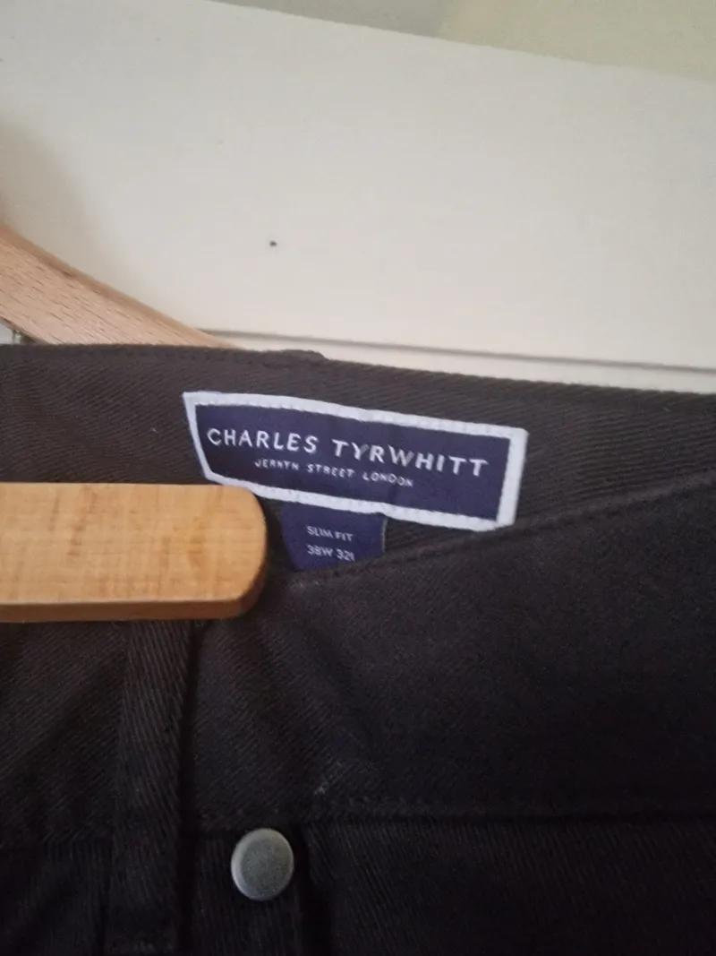 Charles Tyrwhitt Stoffhose Herren W38/32 Schwarz Slim Fit Business 3