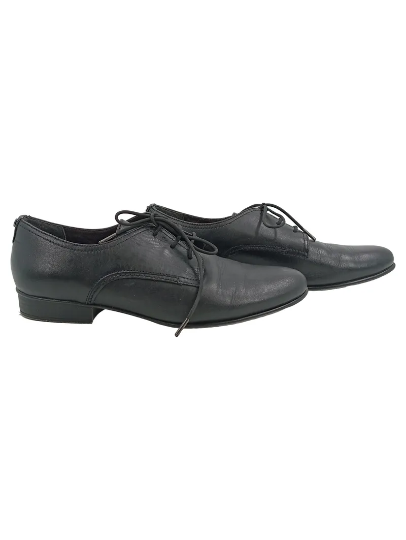 Tamaris Damen Schnürschuhe Derby Leder Schwarz Gr. 39 Klassisch 1