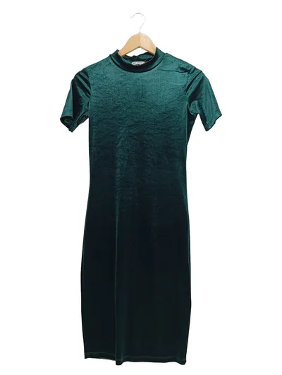 Zara Bleistiftkleid Cocktailkleid Elegant Kurzarm Gr. 36 S Grün Party