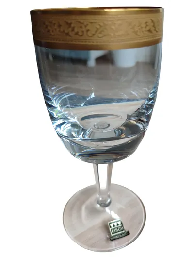 Eisch Weinglas Elegant Transparent Goldrand 14cm Mundgeblasen
