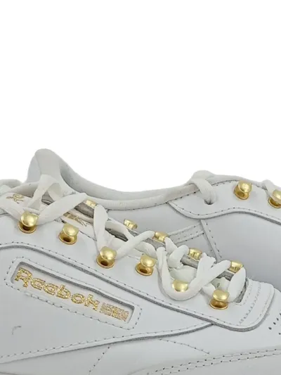 Reebok Club C 85 Damen Sneaker Schnürschuhe Weiß Gold Gr. 39 Leder