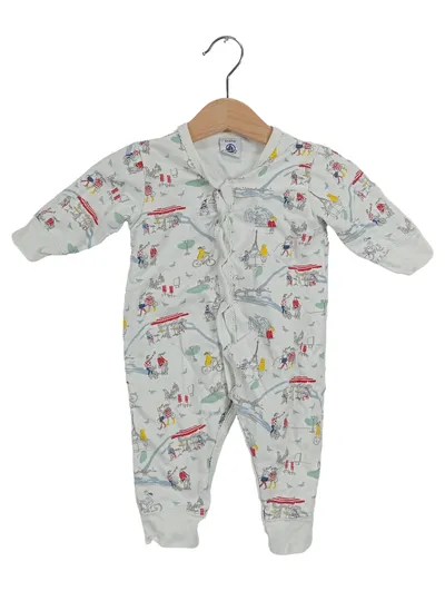 Petit Bateau Baby Strampler Schlafanzug Gr. 68 6 Monate Paris Motiv Baumwolle