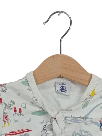 Petit Bateau Baby Strampler Schlafanzug Gr. 68 6 Monate Paris Motiv Baumwolle