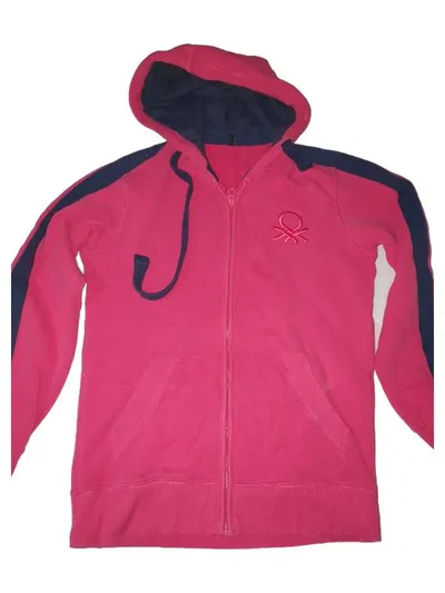 BENETTON Damen Trainingsjacke Kapuzenpullover Gr. 36 S Rosa Sportlich