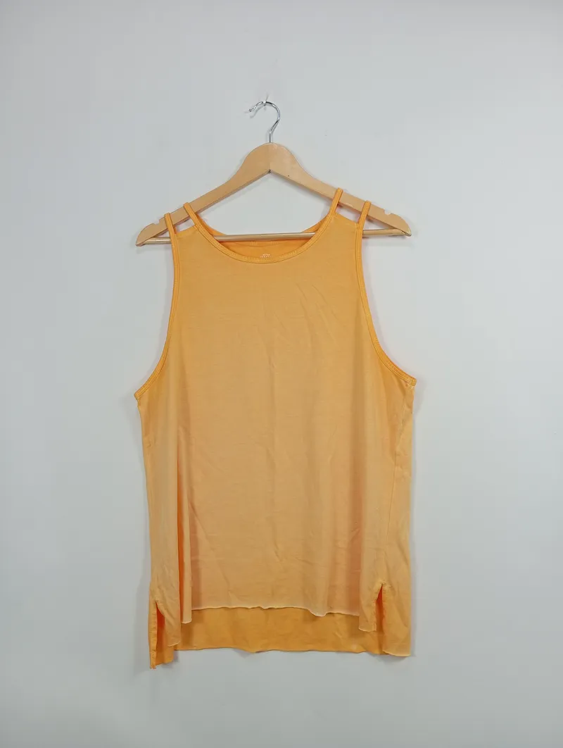 BETTER RICH Damen Top Ärmellos Asymmetrisch Freizeit Baumwolle Orange XL 2