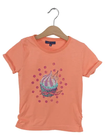 CUBE ATTENTION Kinder T-Shirt Orange Cupcake Punkte Gr. 116/122 Casual