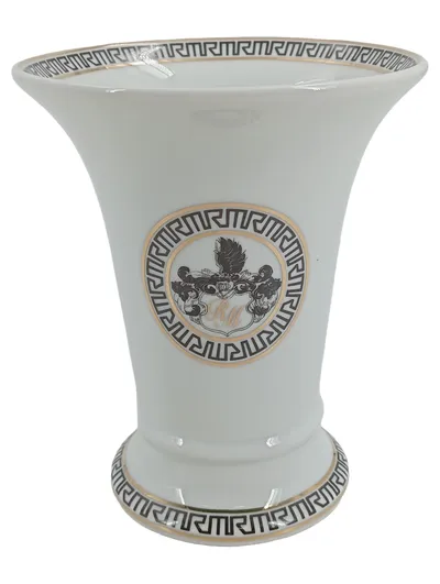 Ricarda M. Royal Living Porzellan Vase König Porzellan Weiß Gold Mäander