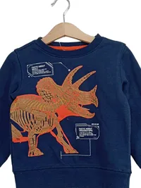 DOPO DOPO Kinder Pullover Gr. 98 Blau Dinosaurier Skelett Triceratops 2