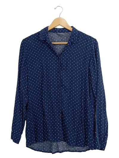 Seidel Damen Bluse Langarm Viskose Hemdbluse Gr. 38 M Blau Sterne