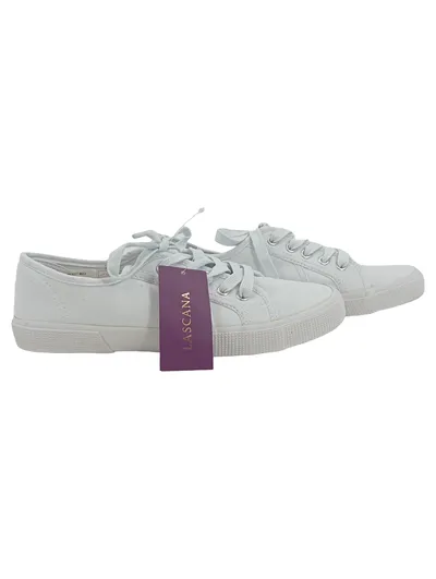 LASCANA Damen Sneaker Low Canvas Weiß Gr. 39 Schnürung NEU