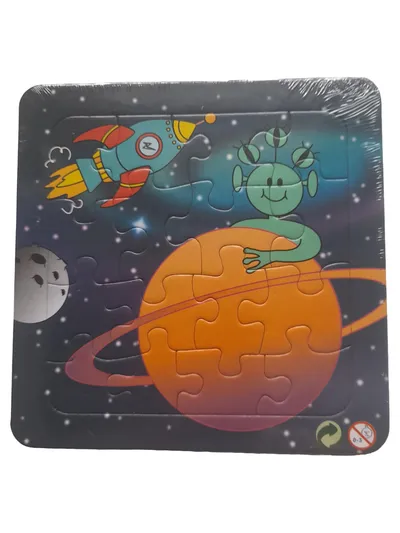 LG-IMPORTS Steckpuzzle Weltraum Alien Rakete Planet Kinder 16 Teile Farbenfroh