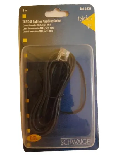 Schwaiger TAE-DSL Splitter Anschlusskabel 3m Schwarz Computer Verbindungskabel