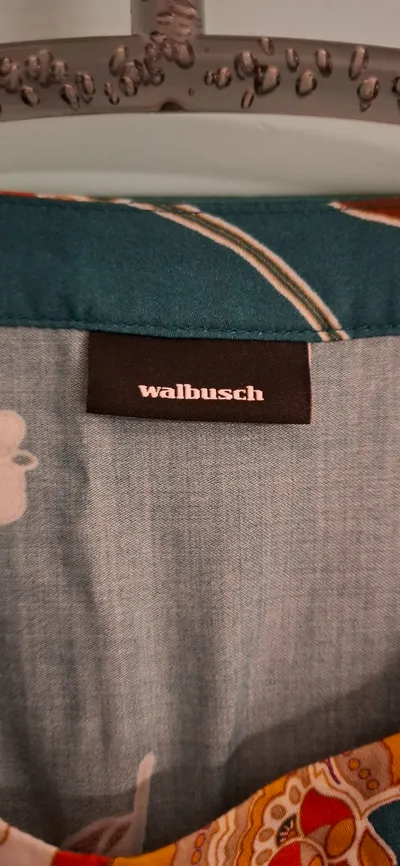 Walbusch Damen Langarmshirt Gr. 40 Petrol Blumenmuster Viskose