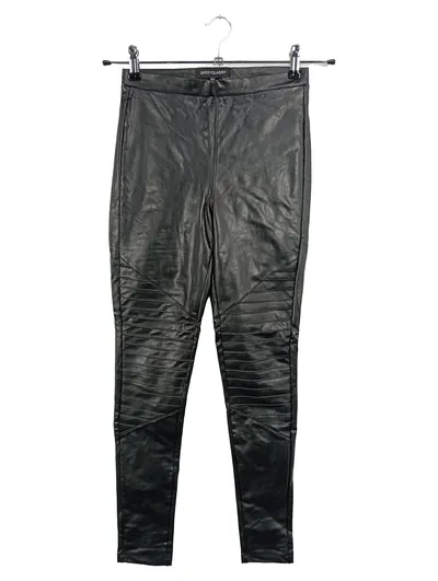 SASSY CLASSY Damen Lederhose Gr. 34 Schwarz Biker-Stil Polyurethan Hose