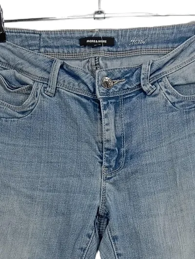 MORE & MORE Damen Mom Jeans Hazel Gr. 36/S Hellblau Baumwolle