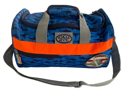 School-Mood Sporttasche Kinder Hai-Muster Blau Orange 40cm