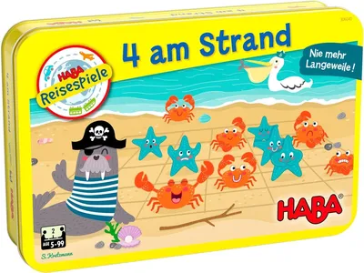 HABA 4 am Strand Mitbringspiel Reisespiel Kinder Gesellschaftsspiel