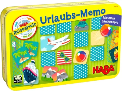 HABA Urlaubs-Memo Reisespiel Gedächtnisspiel Kinderspiel Metalldose ab 3 Jahre