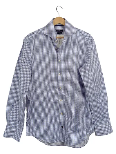 Tommy Hilfiger Herren Business Hemd Slim Fit Gr. 40 Blau Weiß Kariert