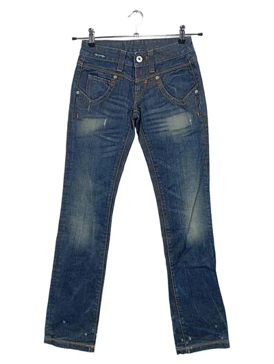 REPLAY Damen Jeans Wide Fit W25/34 Blau Casual Baumwolle Denim