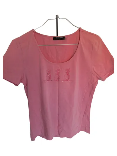 CARLO COLUCCI Damen T-Shirt Gr. 38/M Rosa bestickt Strass