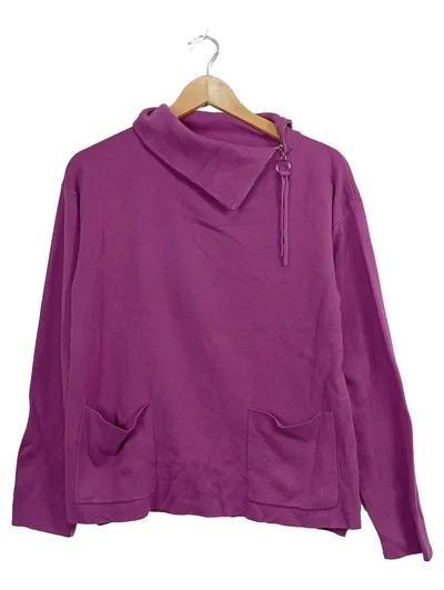 Barbara Lebek Damen Pullover Langarm Baumwolle Lila Gr. 38 M Freizeit