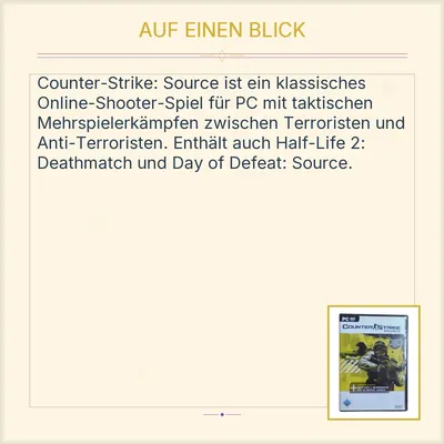 Counter-Strike: Source PC Spiel Valve Actionspiel mit Half-Life 2 Deathmatch