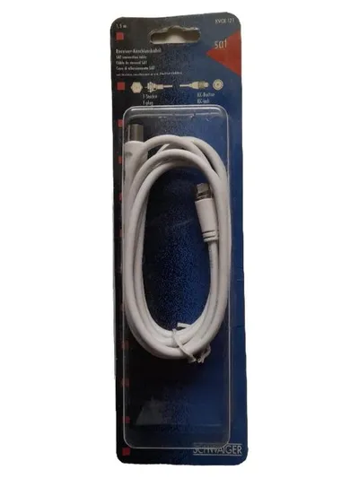 Schwaiger Receiver-Anschlusskabel SAT 1,5m Weiß Koaxialkabel