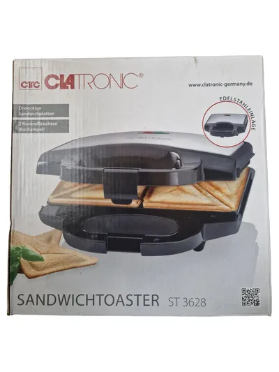 Clatronic ST 3628 Sandwichmaker Toaster Schwarz dreieckige Platten