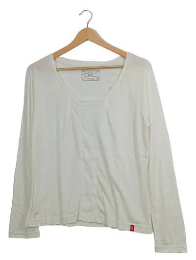 EDC by Esprit Damen Langarmshirt Weiß Gr. M Rundhals Casual