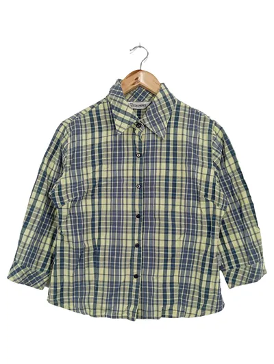 COBB Damen Bluse Kariert 3/4-Arm Gr. 38/M Baumwolle Casual Blau